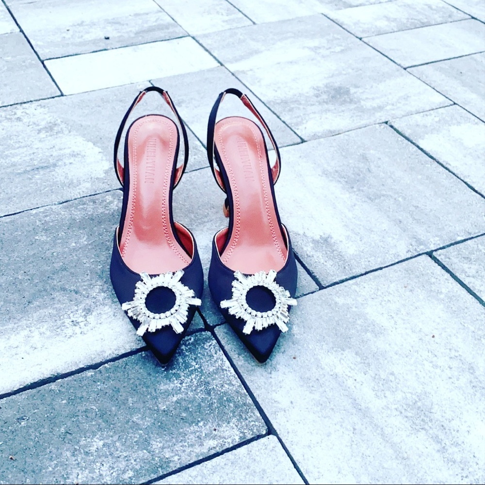 Cinderella Black Crystal Sling Back Pump